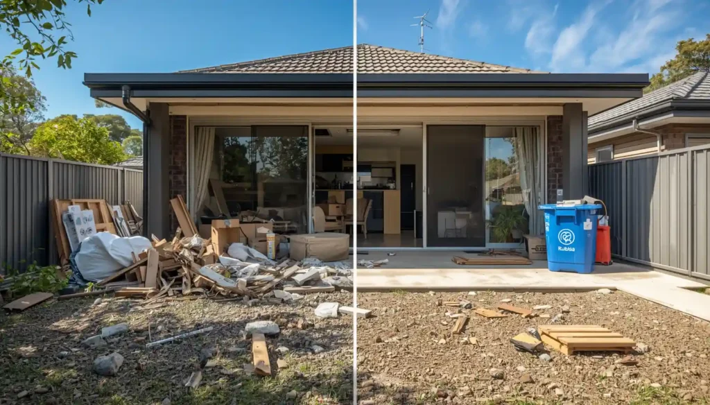 A post-renovation cleanup scene at a modern home