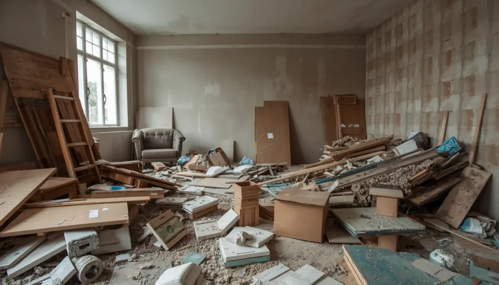 Renovation waste from a full home makeover.